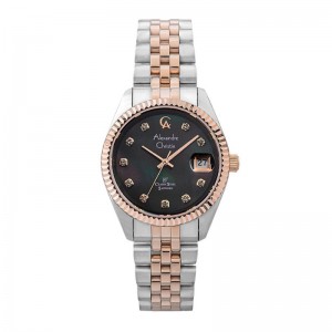 Alexandre Christie AC 5013 Silver Rosegold Black Oyster Lady LDBTRMA